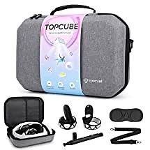 TOPCUBE Carrying Case for Oculus Quest 2 VR Headset Strap - Hard Protection Case and Lightweight Travel Case with Starter Kit, Lens Cover, Lens Cleaning Pen and Silicone Controller Cover