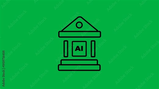 Animated AI governance line icon. Outline style on a green background in 4K resolution.