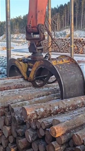 This is a heavy equipment that is being used to move large amounts of logs.