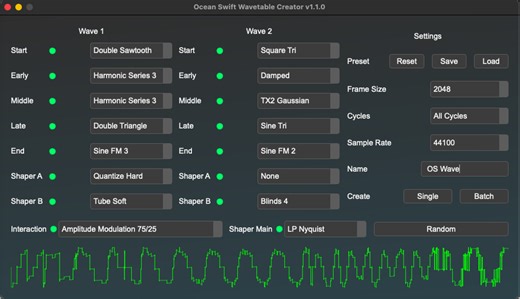 Ocean Swift Releases Wavetable Creator
