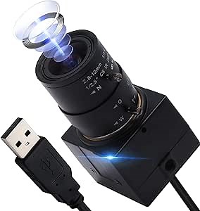 4K Wide Angle Varifocal Zoom Lens Webcam Ultra HD 2160P 30fps Plug and Play USB Computer Camera for Windows/Linux/Raspberry Pi/Mac