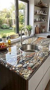 How to Make a Stunning Pebble Mosaic Resin Sink | Step-by-Step #shorts #ResinPour #DIYProjects