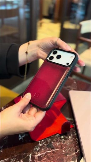 Bouletta Magic Wallet, iPhone 17 series, geniune leather case, Burnished red