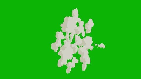 Cartoon smoke explosion and transition on a green screen. Cartoon Smoke transition animation 4K video