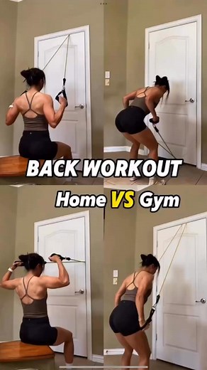 1.2M views · 20K reactions | Back Workouts, GYM VS. HOME Want to build an hourglass figure? DON'T SKIP UPPER BODY! You need only a resistance band to strengthen your back! 1.Lat Pull-down 2.Bent Over Row 3. Lat Pullover 4. Face pull 12-15 reps, 3 sets. #backdayworkout #back #homeworkout #gymtips #workoutathome #resistancebands #fyp #gymgirl #gymmotivation #upperbodyworkout | Girl Gym | Facebook