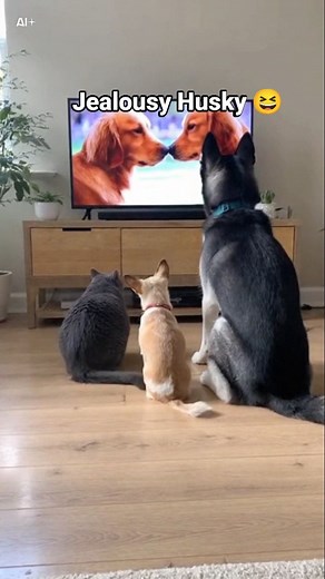 “When the TV shows romantic dogs it’s fine… but the moment romantic cats appear, the Husky just had to unplug the whole thing' #funnyanimals #catvsdog #huskylife #chihuahualove #catreaction #animaldrama #furryfun #viralvideo #reelsfunny #petscomedy #petstv #kucinglucu #anjinglucu #videolucu #creatorreels #YossiReels | Yossi D InJapan
