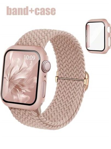 2in1 Compatible With Apple Watch Bands And Cases Of 40mm, 41mm, 42mm, 44mm, 45mm, 46mm, And 49mm Sizes. Elastic, Breathable, And Comfortable Sports Woven Nylon Band; Shock-Resistant And Scratch-Resistant Hard PC Case With Tempered Glass Screen Protector; 2-In-1 Case Compatible With Apple Watch Ultra/11/10/9/8/7/6/5/4/SE Models; Men's And Women's Watch Bands And Cases Available; Easy To Wear And Responsive Touch. | SHEIN