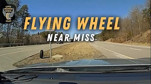 You might be used to seeing our Flying Wheel logo on the highways, but it’s not often you see an actual flying wheel! Watch as a tire comes off of a trailer and almost strikes this trooper’s patrol car in the median on I-77 just north of Marietta. This incident is an important reminder that you can help in making our roadways safer by performing regular maintenance on your vehicle. | Ohio State Highway Patrol
