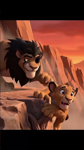 The Lion King Scar scares Simba off the cliff...