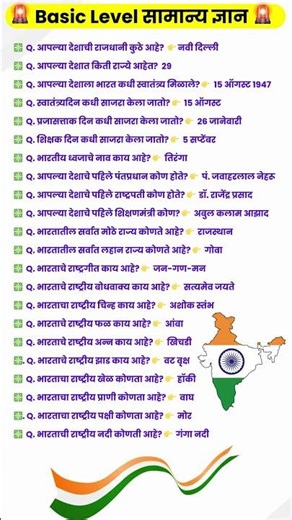 Basic level important General Knowledge in Marathi | Top Quiz #gkquiz #gkinmarathi #short