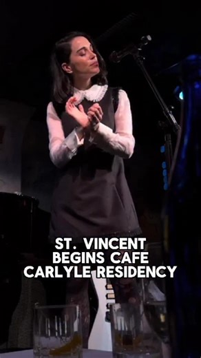 St. Vincent began her run of intimate shows at NYC's Café Carlyle on Tuesday night. Setlist: Los Ageless Violent Times Down and Out Downtown Daddy's Home Lush Life (Billy Strayhorn cover) Candy Darling Happy Birthday, Johnny Smoking Section The Party ...At the Holiday Party Slow Disco New York 📹 JMEJJP on YouTube | BrooklynVegan