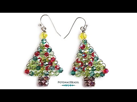 Crystal Christmas Tree Bling Earrings - DIY Jewelry Making Tutorial by PotomacBeads