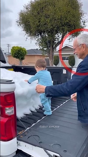 Grandpa is bringing snow from the mountains in a car 🥶😍