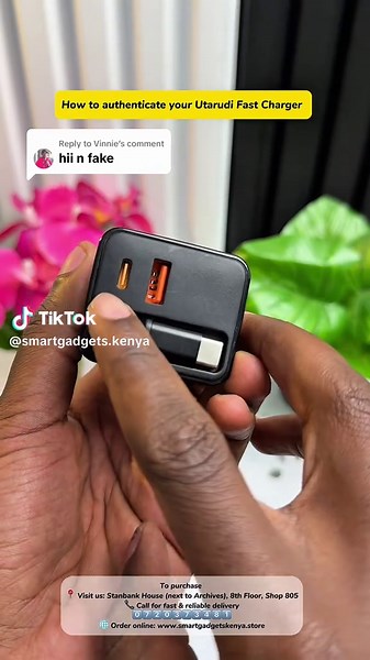 Replying to @Vinnie To purchase 📍 Visit us: Stanbank House (next to Archives), 8th Floor, Shop 805 📞 Call for fast & reliable delivery 0️⃣7️⃣2️⃣0️⃣3️⃣7️⃣3️⃣4️⃣8️⃣1️⃣ 🌐 Order online: www.smartgadgetskenya.store #kenyantiktok🇰🇪 #charger #nairobitiktokers🇰🇪