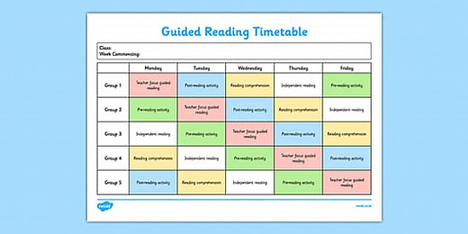 Guided Reading Timetable