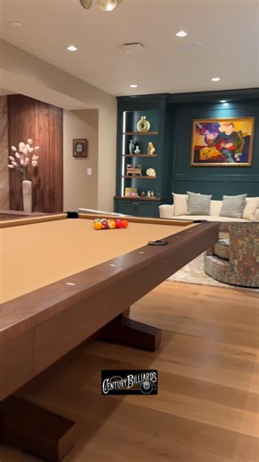 Century Billiards & Game Room on Instagram: "We are excited to share this beautiful, solid, oak modern construction for an amazing client. We had an instant connection, & worked well together to bring their vision to life. Thank you for trusting us with your masterpiece in your beautiful home. We hope it brings you many years of enjoyment. 🫡 Let us build you the custom Pool Table of your dreams . We’ve been helping families spend time on the table for five generations. Speak with the Gam