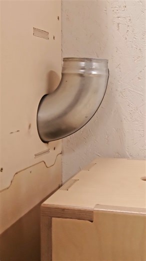 The final task in our Dust Cabinet project was installing all the ventilation pipes and connecting them to the tools with dust hoses. To keep things clean and organized, we cut a circular hole in the side of the cabinet to fit the tube fittings - making it easy to connect the dust collector to the rest of the system. Attaching the tubes was simple: just cut them to the right lengths and secure them to the wall using mounts. Now we’re all set for the next projects - dust collection won’t be an is