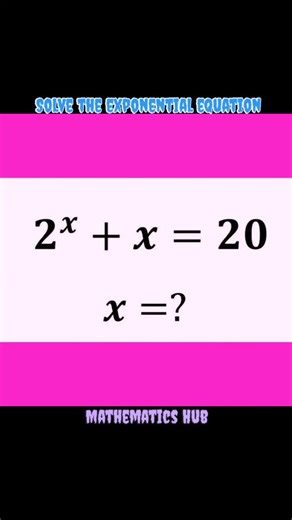 Mathematics Hub on Instagram: "Solve the exponential equation #viralreels #viral #maths #solve"