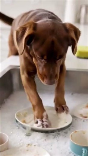 "Dog Washes Dishes | Smartest Kitchen Helper" #pets #cute #funny #petlover