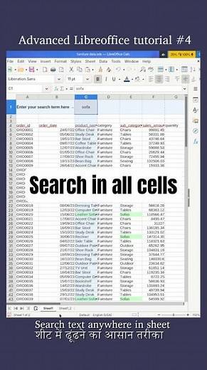 Search inside whole sheet without using Find dialog box using conditional formatting #libreoffice