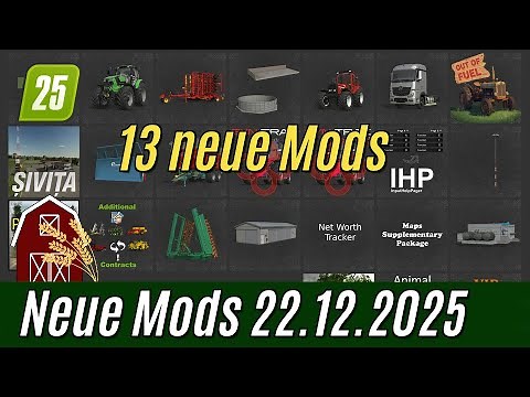 LS25: ModHub Mods from 22.12.2025: Map, tractors, trucks, trailers, equipment, buildings and scri...