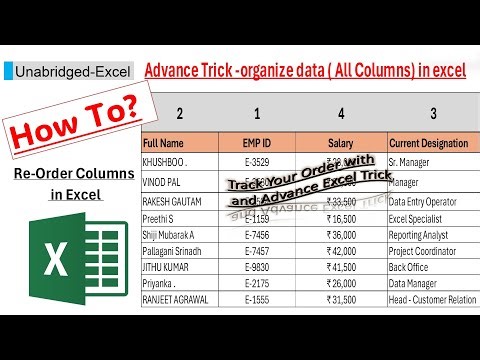 Column Re order columns in excel #excel #exceltips #excelfunctions #exceltricks #exceltutorial