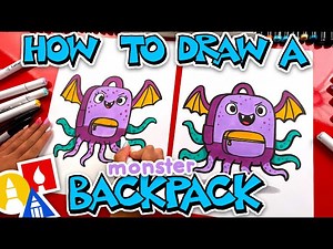 How To Draw A Cute Backpack Monster - Videos For Kids
