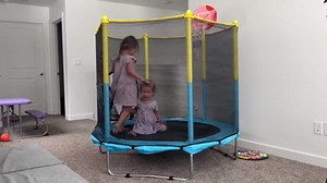 6FT Indoor Trampoline for Kids Ages 1-8, 72" Mini Toddler Indoor & Outdoor Trampoline with Safety Enclosure Net, Basketball Hoop & Dart Board, Birthday Gifts for Boys & Girls, Baby Toddler