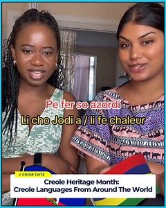 To close out Creole Heritage Month, we’re showcasing the rich and diverse Creole languages spoken across the globe. From Haiti to Louisiana, Trinidad to St. Lucia, our clips feature speakers representing the beauty and uniqueness of their Creole heritage. This celebration reminds us how language connects us to our history, culture, and community. Source: -Caribbean.peoples/Tiktok -Soulaansuperior/TikTok -@Veeneesta -@Miss_nprosper -@Soir.kweyol #lunionsuite #creoleheritagemonth #creolelanguages 