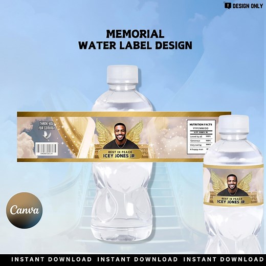DIY Memorial Water Bottle Label Design Template, Editable on Canva, Instant Download, Grief, Funeral, RIP Label,in Loving Memory, Water - Etsy