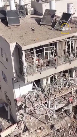 Drone footage shows damage after missile strike in Tel Aviv