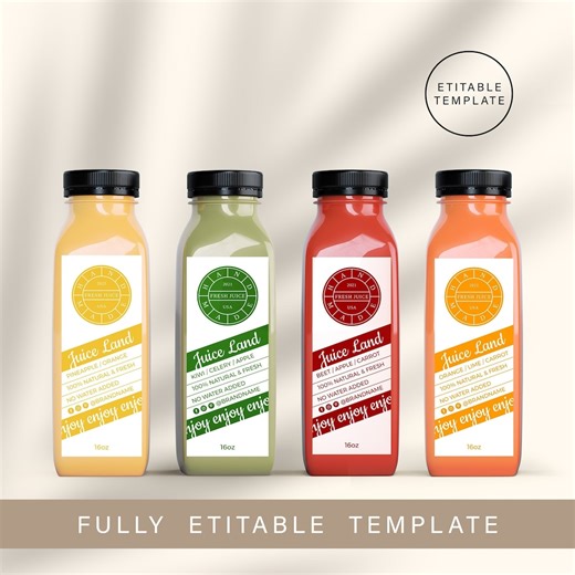 Editable Juice Label Template, Cold Press Bottle Label, Smoothie Label Design, Lemonade Label, DIY Juice Packaging - Etsy Canada