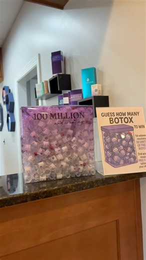 Have you guessed how many Botox vials are in this box yet? 👀💉 1st place wins 50 units of Botox and 2nd place gets a free facial tailored to your skin! Stop by the office and drop your guess in the box to enter! 💜 | Bluewater Plastic Surgery