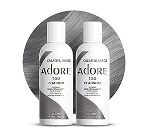 Adore Semi Permanent Hair Color (150 Platinum) | Vegan & Cruelty-Free Gray Hair Dye | No Ammonia, No Peroxide, No Alcohol | 4 Fl Oz Each (Pack of 2)