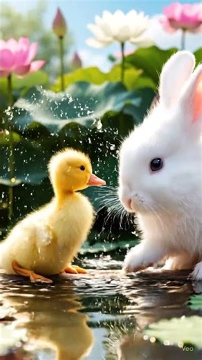 ✨ “Bunny & Duckling 🐇🦆 | Cutest Spring Pond Moment”