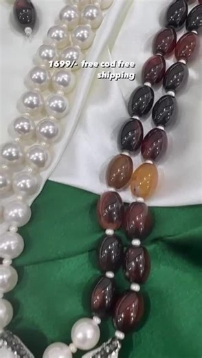 1.4K views · 54 reactions | Natural onyx stones and shell pearls Mala To orders pls WhatsApp 9825194449 or 9925278343 | Sarrah Jewels | Facebook