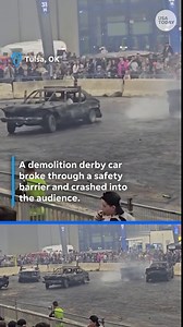 Dramatic video shows demolition derby car crash into audience