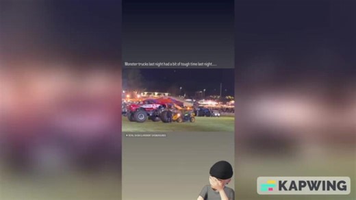 Monster trucks breakdown and flip at the Perth royal show.