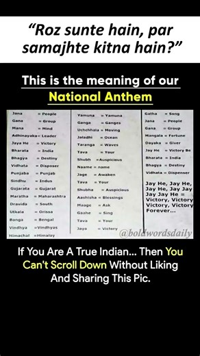 Roz sunte hain National Anthem, par uske shabdon ka asli matlab kya hai? Simple words me samjho.