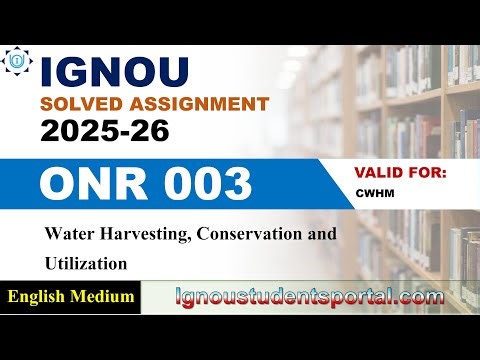 IGNOU ONR 003 Solved Assignment 2025-2026 | English Medium | Download PDF | IGNOU Students Portal
