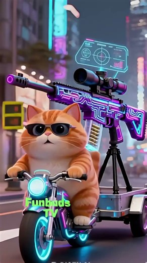 Funny Cat Brings Neon Toy Sniper Rifle Into House Hilarious Animated Adventure #shortsviral #funny