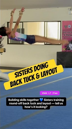 Sister skills on display. Back tuck. Layout.💥 #gymnastics #gymnasticslife #gymnasticscoach #GymLife