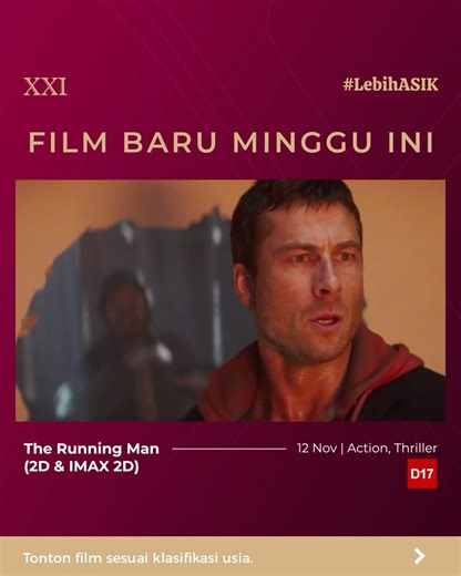 Cinema XXI on Instagram: "Siap-siap, Sobat XXI, yang dinanti-nantikan bakalan dateng nih minggu ini! 🫵 Weits! Tapi, gak cuma yang baru, tapi ada juga yang dateng lagi, lho~ 🤫 Klik tombol save-nya ya, biar sat-set mau ngecek ada film apa aja minggu ini! #LebihAsik #NontonASIKdiXXI"