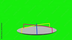 2d animated merry-go-round in a children's playground is moving and spinning while it is empty.