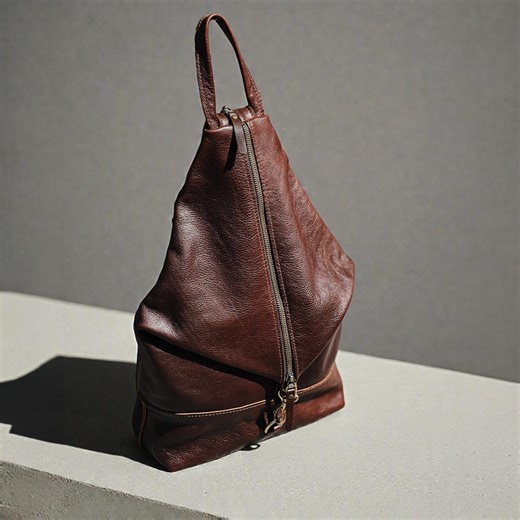 Convertible Leather Backpack, Genuine Leather, Slow Fashion, Handmade Work Backpack - Etsy