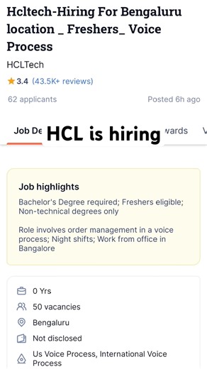 HCL is hiring for voice process
