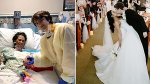 Couple celebrate wedding 3 years after bride's life-threatening illness