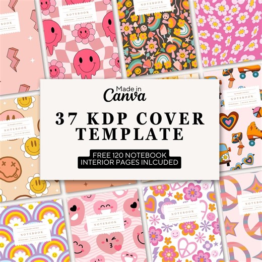 37 bearbeitbare Notebook KDP-Cover, Canva KDP Notebook-Vorlage, Buchcover, KDP Cover Template, Planer & Journal Covers, Free Interior Bundle - Etsy.de