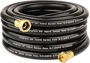 Rubber Garden Hose 50FT: 5/8" Heavy Duty Flexible Hose for Large Yards & Extended Reach - Sturdy Water Hose with Brass Fittings for Driveways RV Setup & High-Demand Outdoor Use