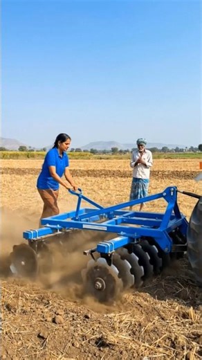 Woman Farmer Operating Modern Disc Harrow | Power of Women in Agriculture